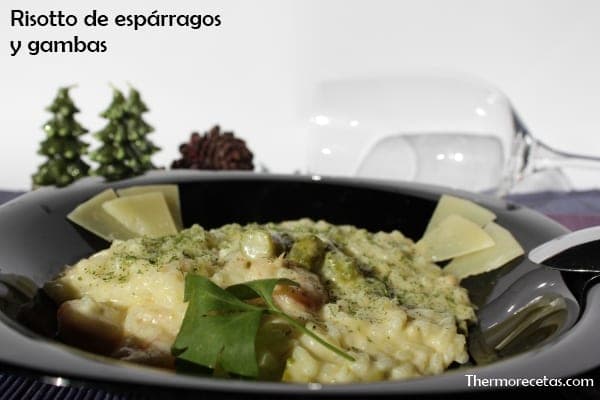 Risotto de espárragos y gambas