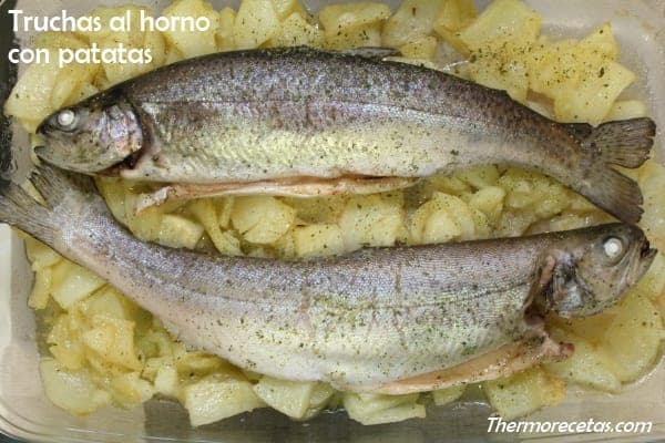 Truchas asalmonadas con patatas